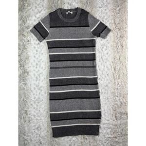 Zara Knit Grey Striped bodycon mini sweater dress small
